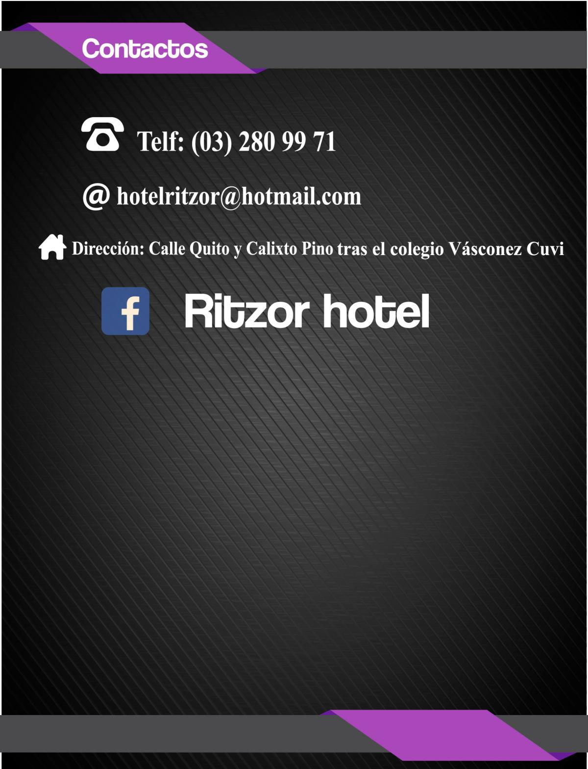 Contactos Hotel Ritzor Latacunga Cotopaxi Ecuador Sudamerica